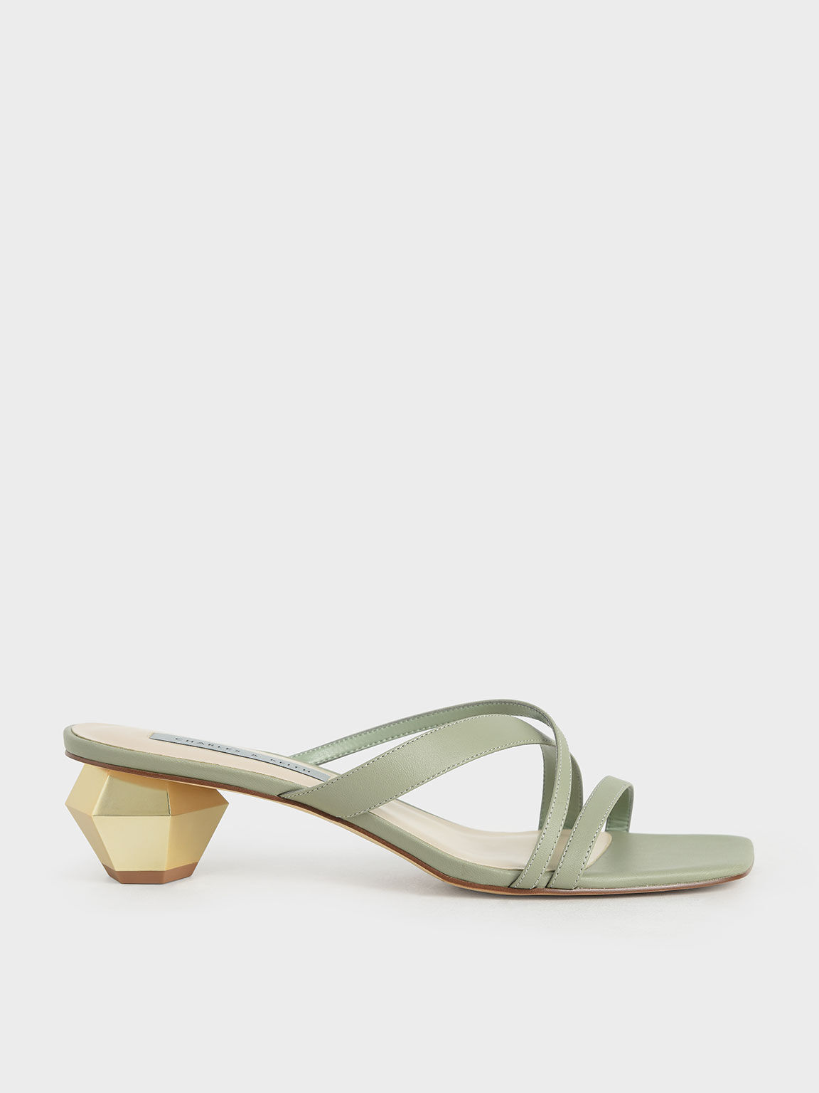 Cross Strap Heeled Mules