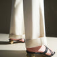 Cross Strap Heeled Mules