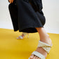 Double Strap Woven Heeled Mules