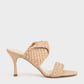Double Strap Woven Heeled Mules