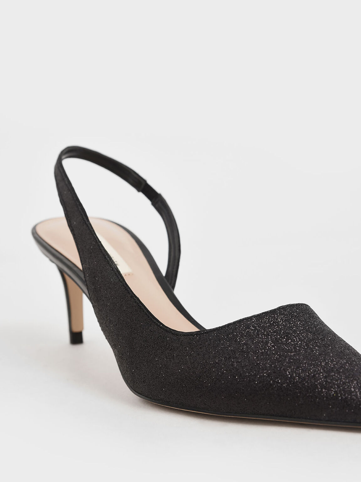 Glitter Half D'Orsay Slingback Pumps