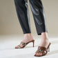 Leather Cut-Out Stiletto Mules
