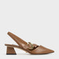 Leather Hammered Buckle Slingback Pumps