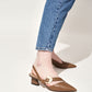 Leather Hammered Buckle Slingback Pumps