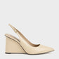 Leather Pointed Toe Slingback Wedges