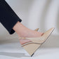 Leather Pointed Toe Slingback Wedges