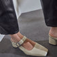 Mary Jane Block Heel Mules