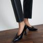 Patent Ruched V-Cut Pumps