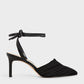 Pleated Ankle-Tie Stiletto Pumps