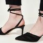 Pleated Ankle-Tie Stiletto Pumps
