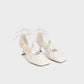 Ruched Ankle Tie Heels