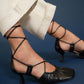 Ruched Ankle Tie Heels