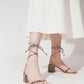 Snake Print Lace Up Block Heel Sandals