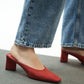 Textured Square Toe Mules