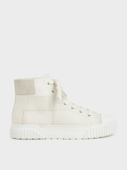 Woven Fabric High Top Sneakers